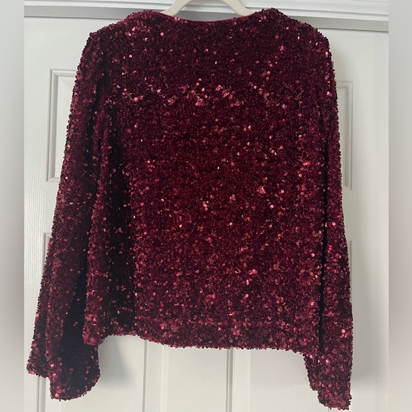 Sézane Shiny Blouse, Burgundy, size 10, new without tags - Picture 3 of 5